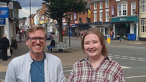 Town council by-election candidate Holly Davies with Pershore County Councillor Dan Boatright-Greene